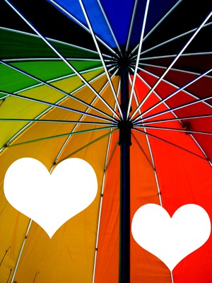 parapluie multicolore -cœurs -2 photos Valokuvamontaasi