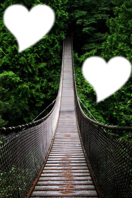 corazones en un puente Montaje fotografico