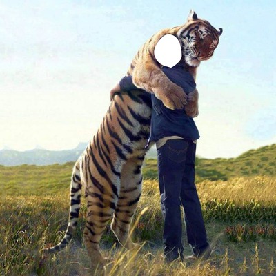 tigre +homme Fotomontaža