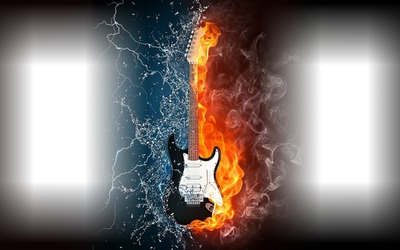 gitarre wasser und feuer Photo frame effect