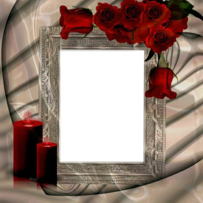 cadre de roses rouge Montaje fotografico