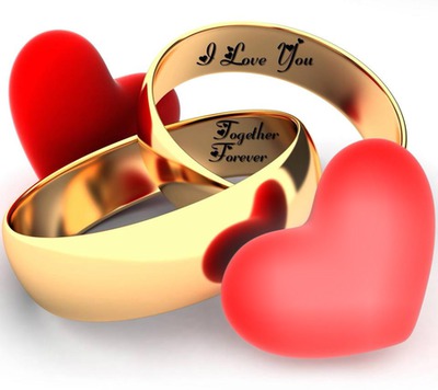 wedding rings, Heart フォトモンタージュ