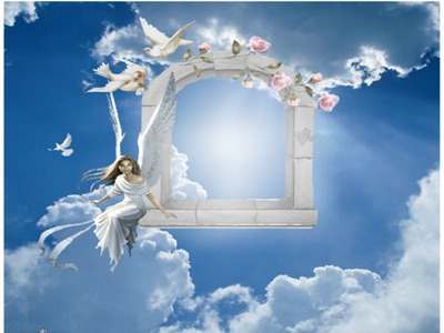 angel with frame Valokuvamontaasi