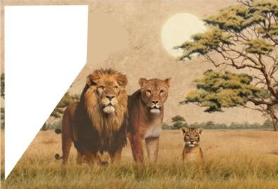 famille lion Photo frame effect