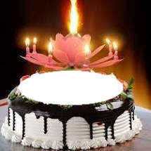 torta compleanno con candeline Fotomontaggio