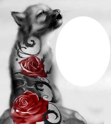 chien loup rose Photomontage