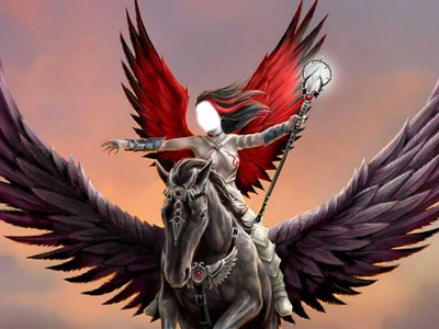 unicornio y guerrera Fotomontáž