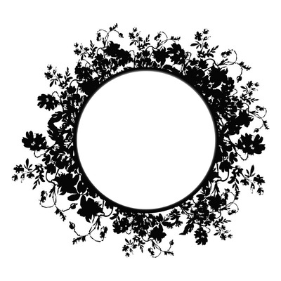 Cadre cercle de fleurs noir Montage photo