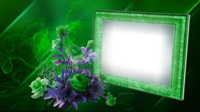 Cadre fleurs verte Fotomontage