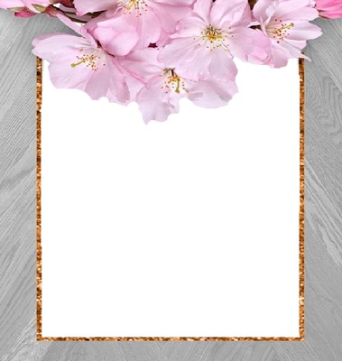 marco y flores rosadas1. Fotomontagem