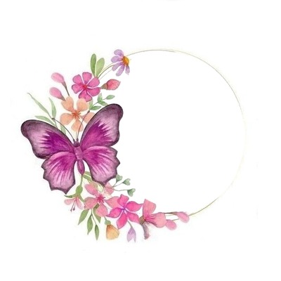 mariposa lila. Fotomontage