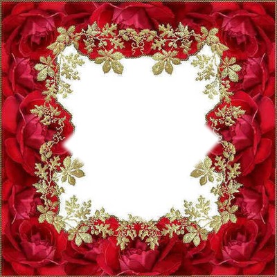 Cadre rouge avec des roses Фотомонтаж
