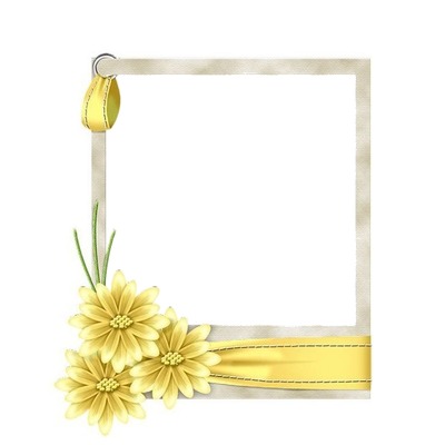 marco y flores amarillas. Фотомонтажа