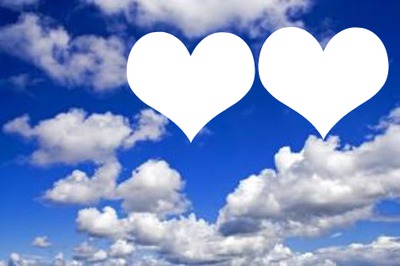 Céu azul com 2 corações Fotomontasje