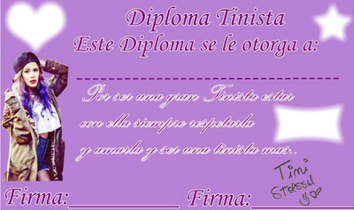 Diploma tinista (lindo) Фотомонтажа