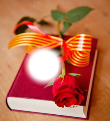 Libro con una rosa y lazo フォトモンタージュ