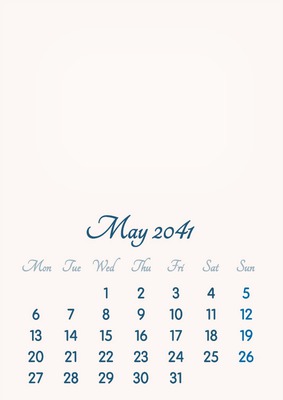 May 2041 // 2019 to 2046 // VIP Calendar // Basic Color // English Photomontage