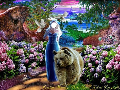 la femme et l'ours Fotomontage