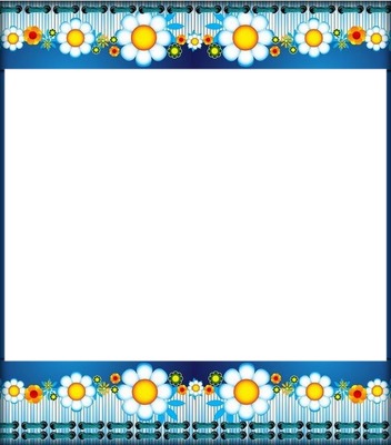 marco azul, franja flores blanco y amarillo Montage photo
