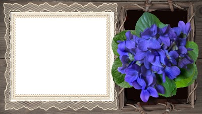 Кружевная рамка с синими цветами Fotomontaža