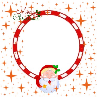 marco circular navideño, cara Noel. Fotomontaža