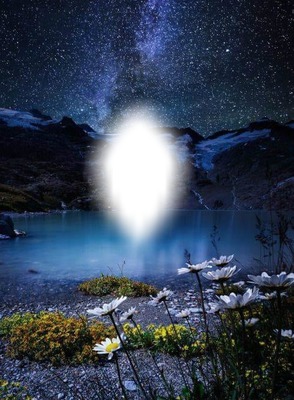 Lago con cielo estrellado Photomontage