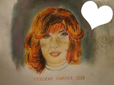 Mylène Farmer 2019 avec coeur dessin fait par Gino GIBILARO Valokuvamontaasi