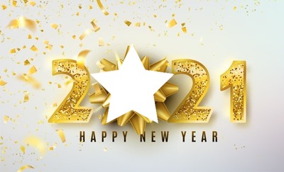 Happy New Year , portada, centro estrella, 1 foto1 foto Fotomontaggio
