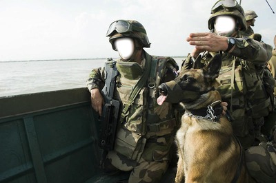 soldat francais et son chien Fotomontaż
