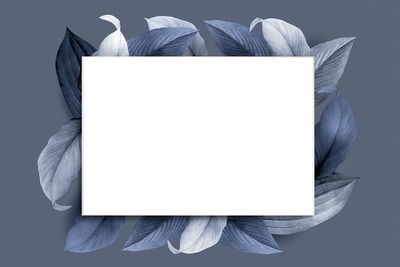 marco, fondo y hojas azules, 1 foto Fotomontaža