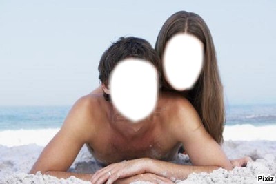 pareja en playa Fotomontage