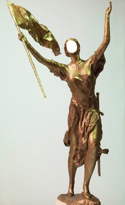 une statue Fotomontáž