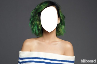 Katy cheveux vert フォトモンタージュ