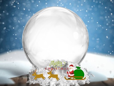 Merry Christmas, bola de nieve, trineo noel, 1 foto Montaje fotografico