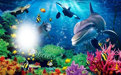 delfin a tengerben Fotomontáž