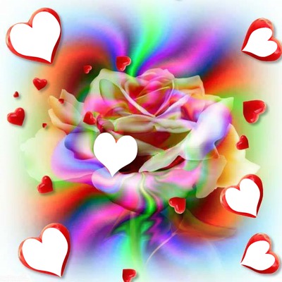 une rose avec des coeurs 6 photos Фотомонтаж