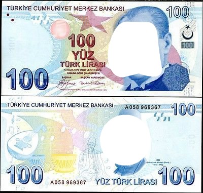 100 lira Fotomontáž