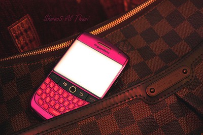 blackberry in handbag Fotomontaggio