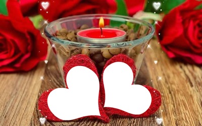 candle & hearts Photo frame effect