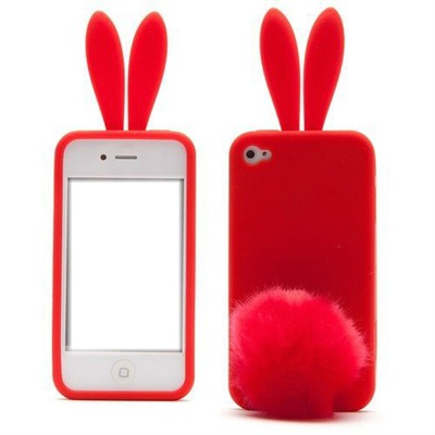 Celular de conejo rojo Fotomontáž
