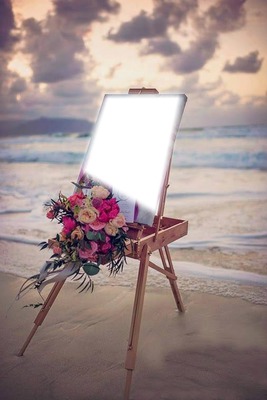 El cuadro en la playa Photo frame effect