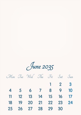 June 2035 // 2019 to 2046 // VIP Calendar // Basic Color // English Фотомонтаж