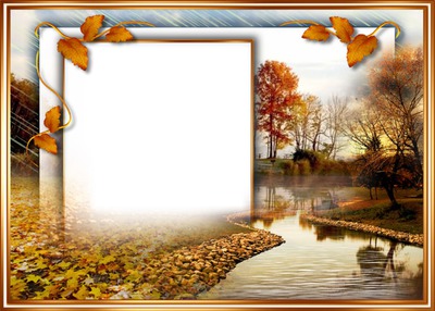 Cadre-paysage d'automne-nature-rivière Fotomontaggio
