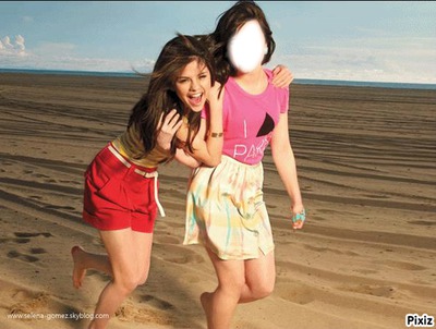toi et Selena Gomez à la plage ! Фотомонтаж