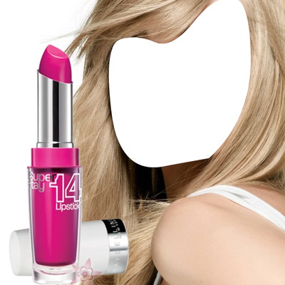 Pink Lipstick in Blonde Girl Φωτομοντάζ