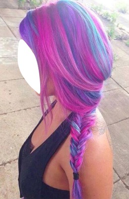 cabelo roxo rosa e azul Фотомонтаж