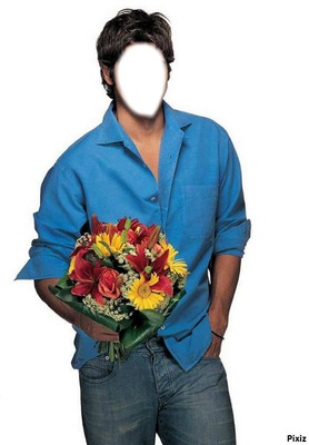 Un homme vous offre des fleurs**** Montage photo