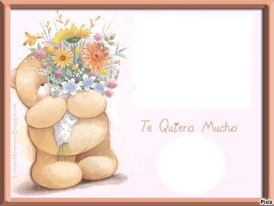 oso con flores Photo frame effect