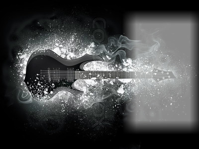 schwarz weiße gitarre Fotomontaža