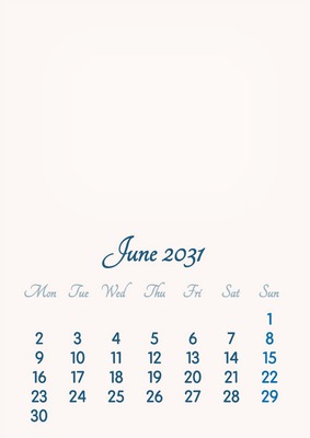 June 2031 // 2019 to 2046 // VIP Calendar // Basic Color // English Fotómontázs